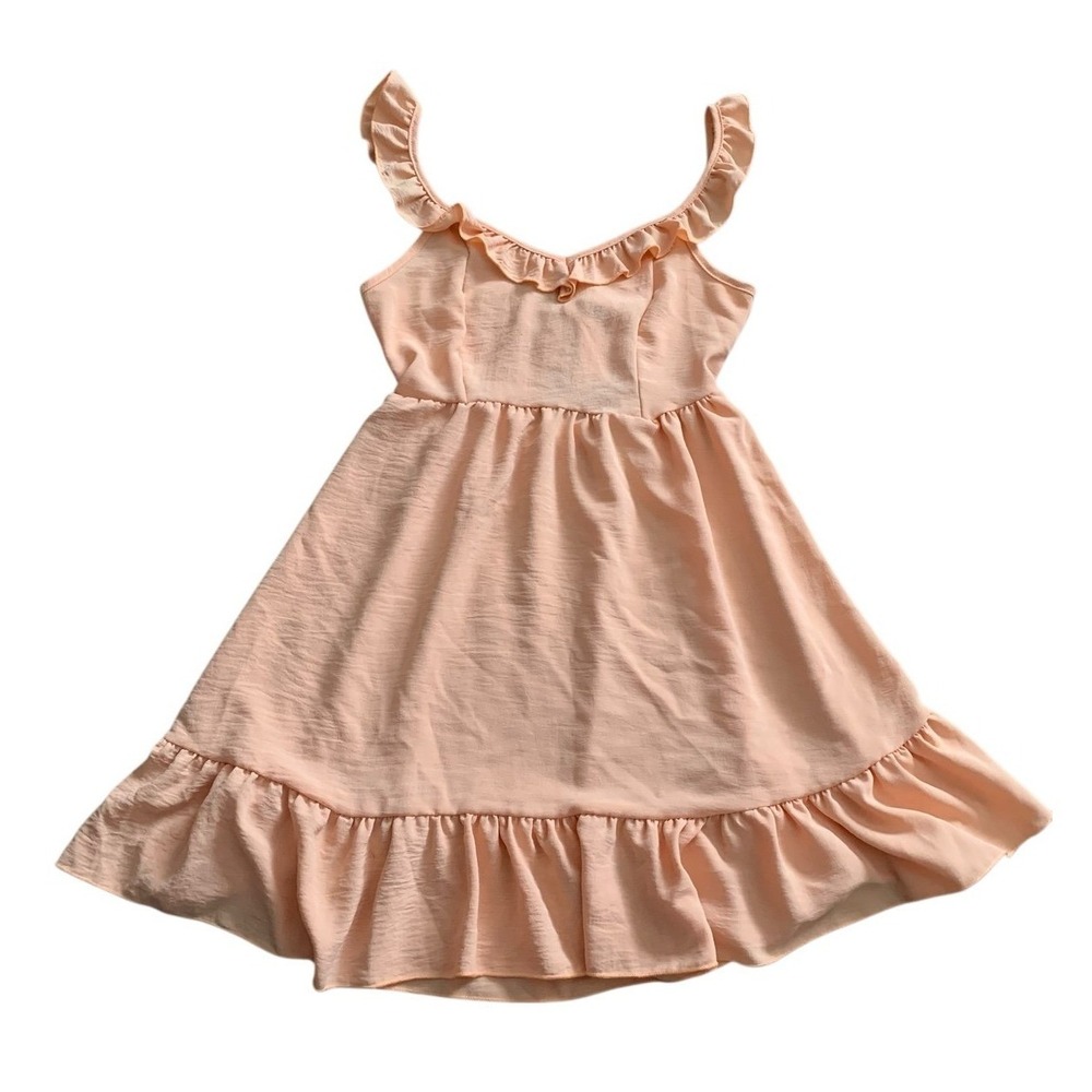 Altar'd State Mini Dress Womens Small Peach Ruffle Tie Back E0718W039JD Coquette